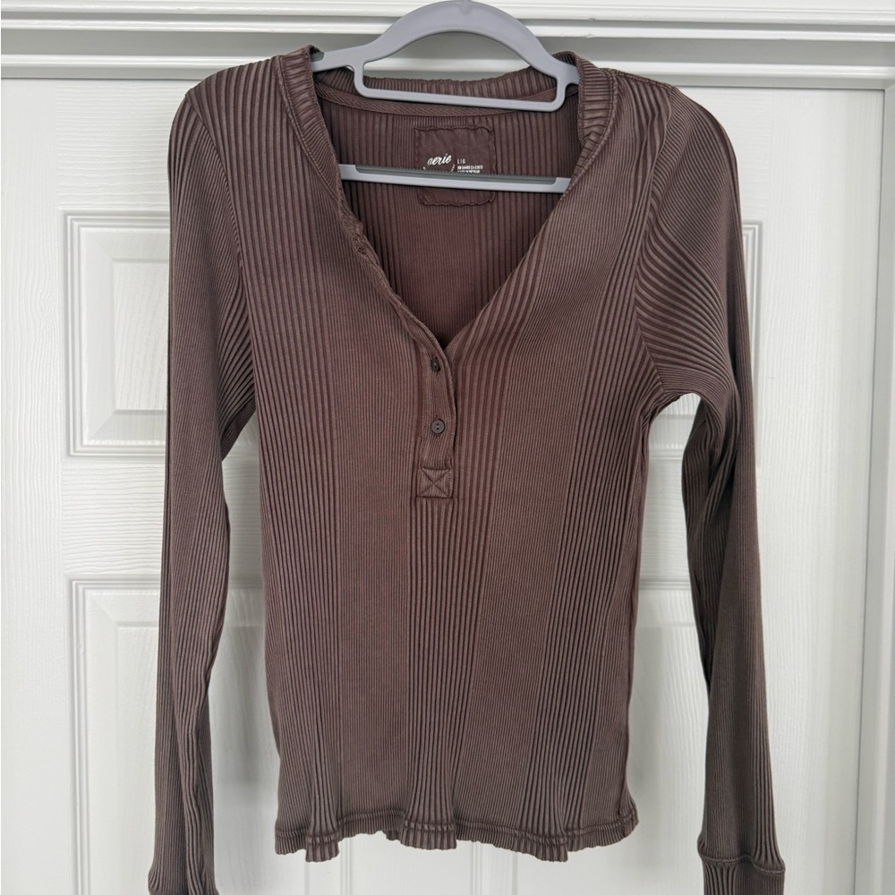 Aerie Women's Brown Long Sleeve Top